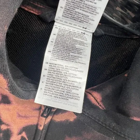 Adidas Hoodie Womens XL Black Sweatshirt Running Full Zip Bleach Dye Custom Gym - Picture 7 of 11